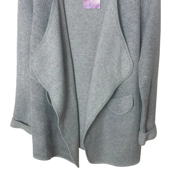 Chicwish Gray Knit Open Front Cardigan S/M Wide Lapel Longline Fall Layering New - Image 4