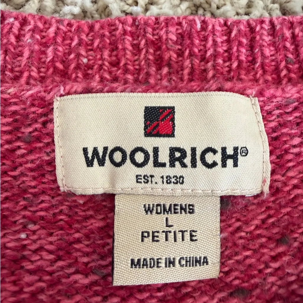 Woolrich Pullover Sweater Size Large Petite Raspberry Heather Ramie Wool U4 - Image 3