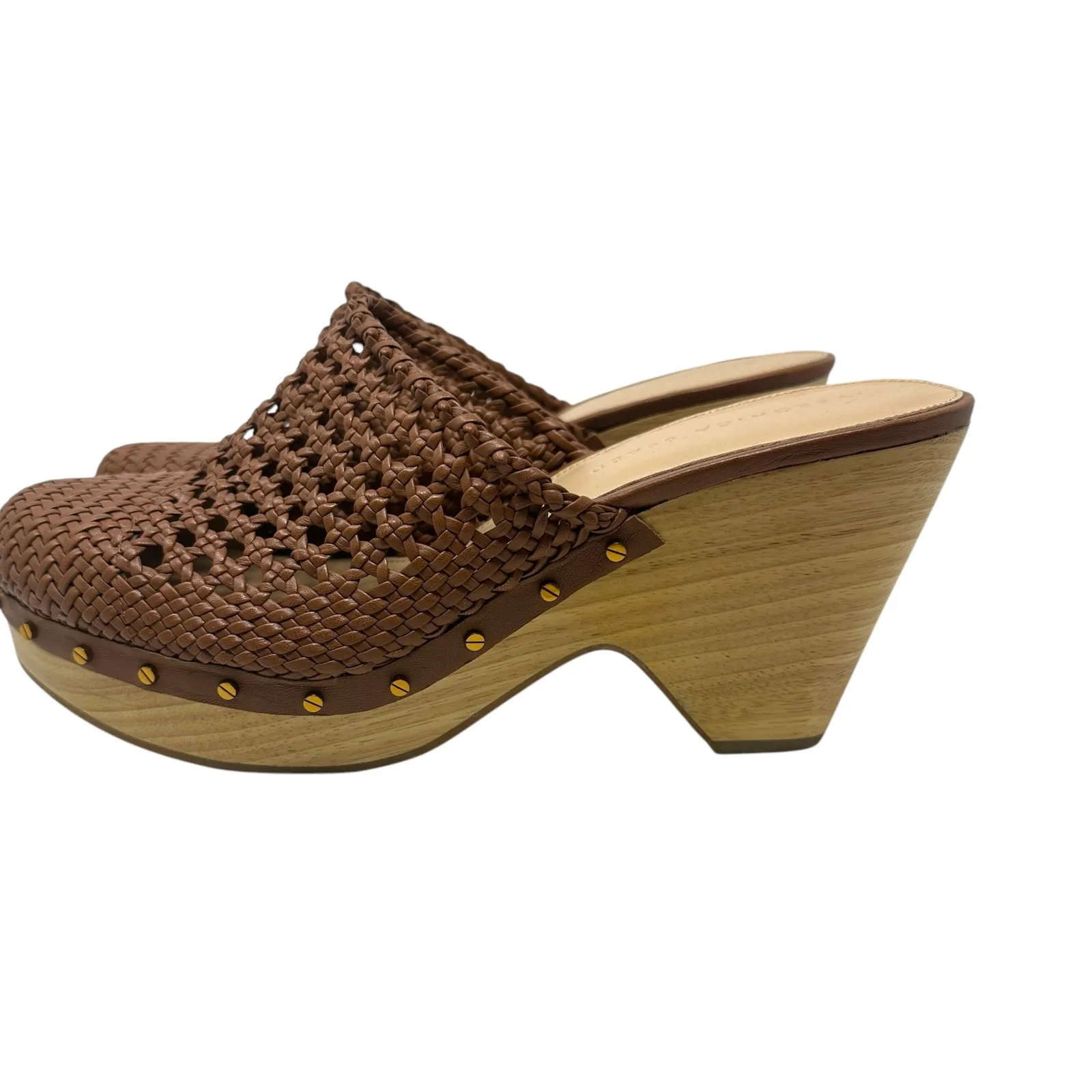 Veronica Beard Hardie Woven Leather‎ Clogs Braided Cognac Brown Tan Size 12 - Image 7