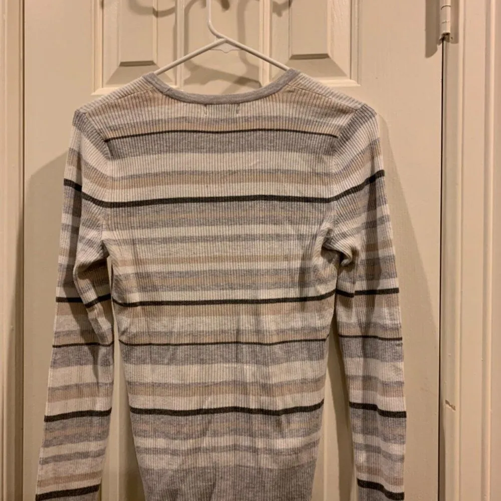 Calvin Klein Stripped Neutral Color Light Knit Sweater - Image 5