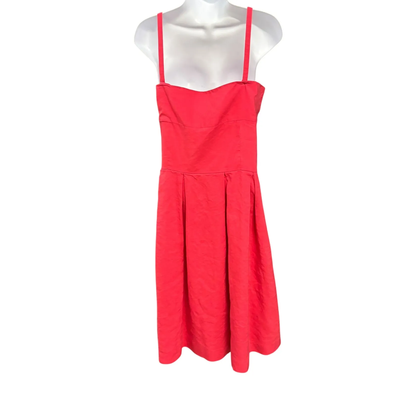 Talbots Midi Dress‎ Pleated Sleeveless Square Neck Pink Size 16 - Image 2