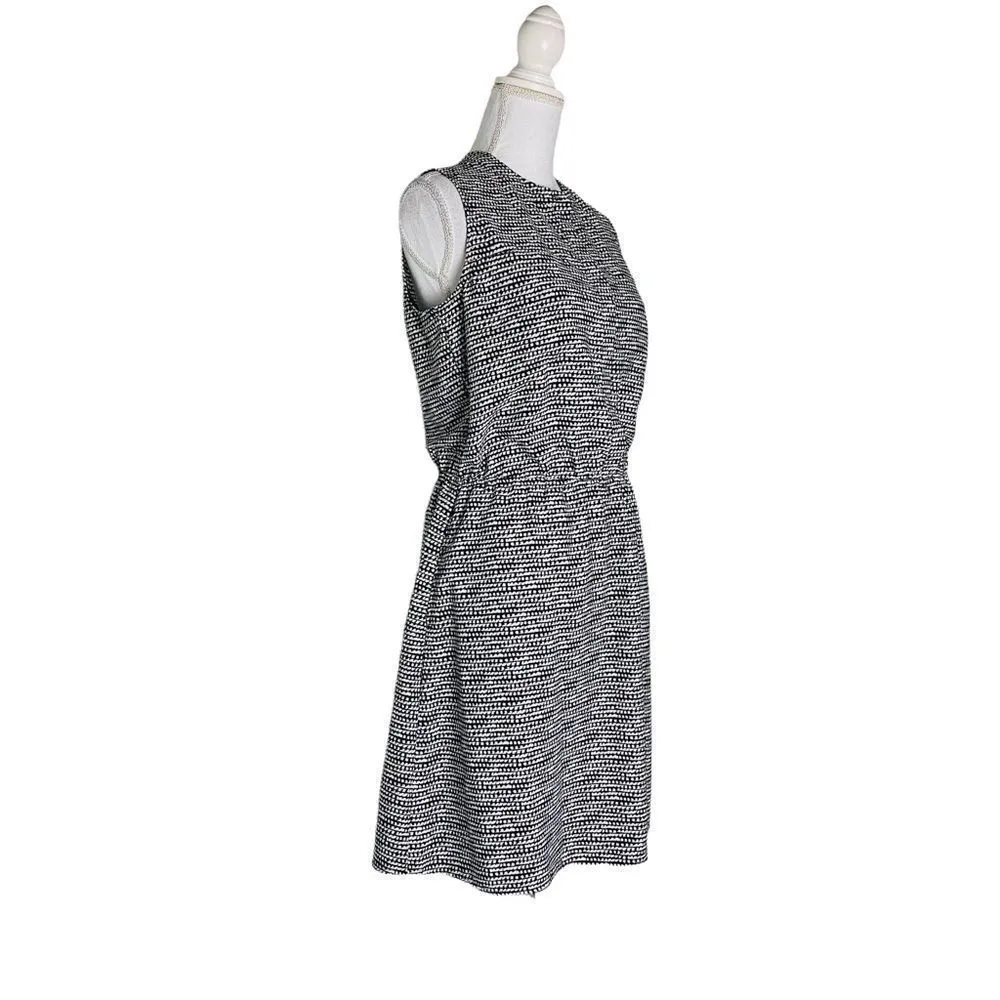 Medium Merona Women Black Casual Sheath Black White Button Up Dress - Image 2