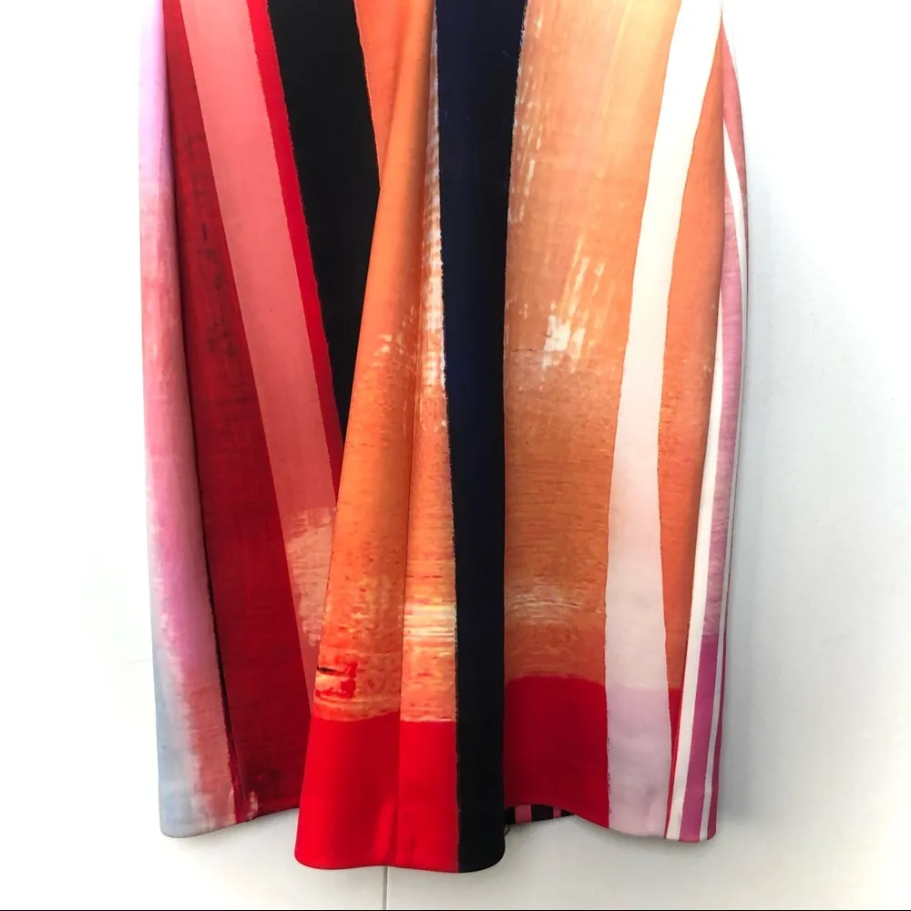 Clover Canyon Eclipse Striped V Neck Scuba Dress Orange Red - Image 11