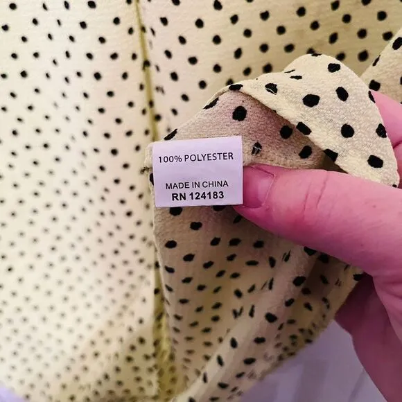 JON & ANNA Contemporary Womens Size Medium Yellow Black Polka Dot Top‎ - Image 3