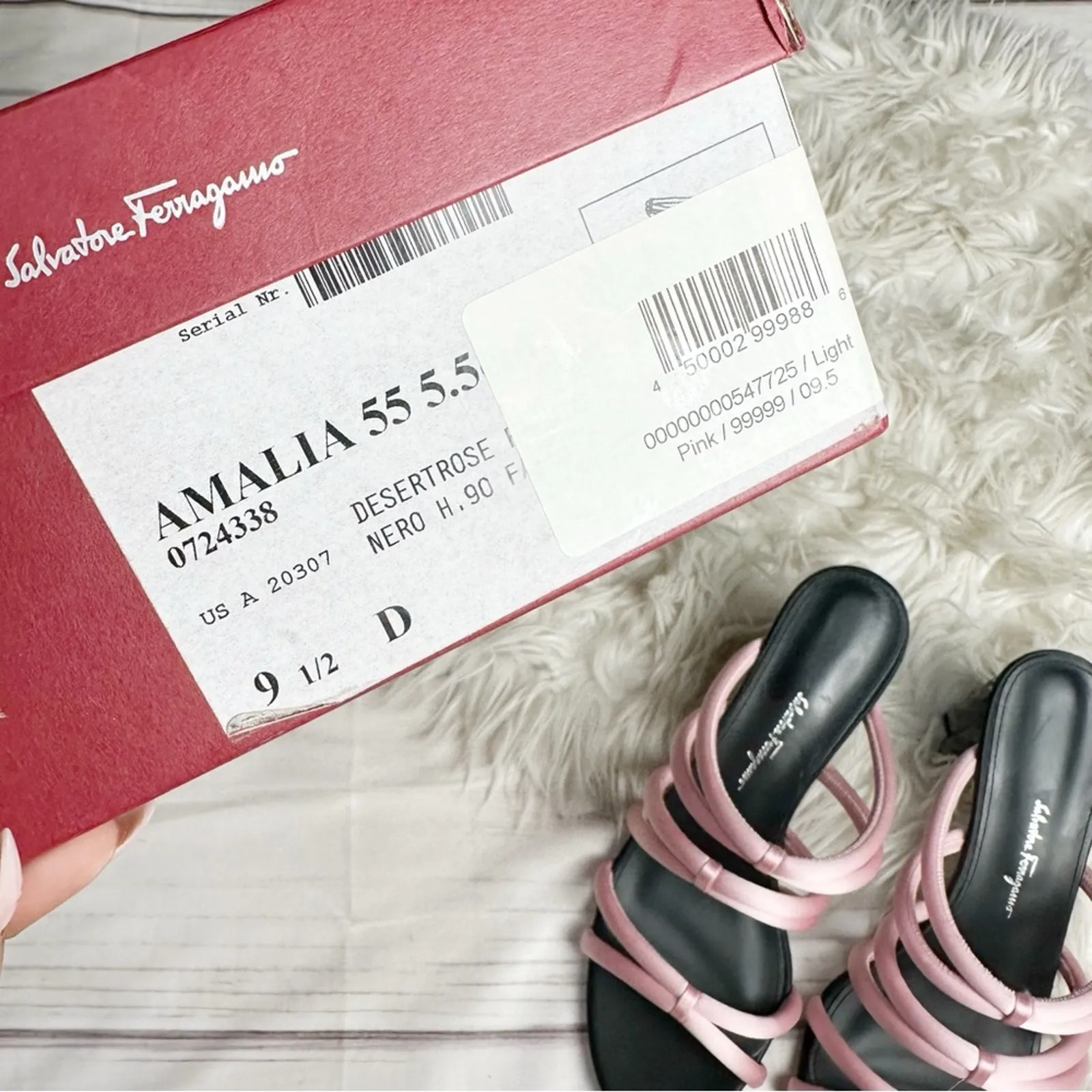 Salvatore Ferragamo Amalia 55 Satin Slip on Pink Sandal Size  9.5‎ - Image 3