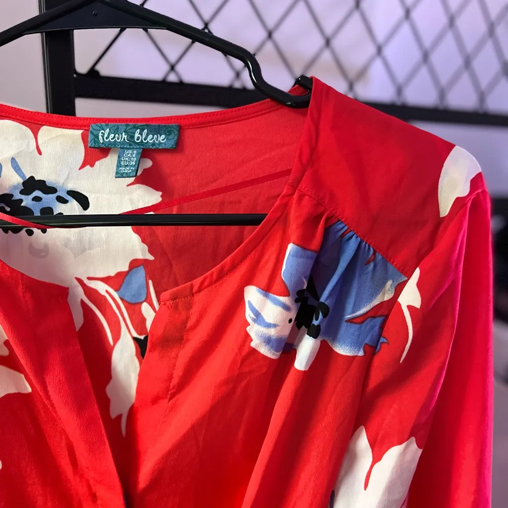 Fleur Bleue Long Sleeve Romper Red Size 6 - Image 3