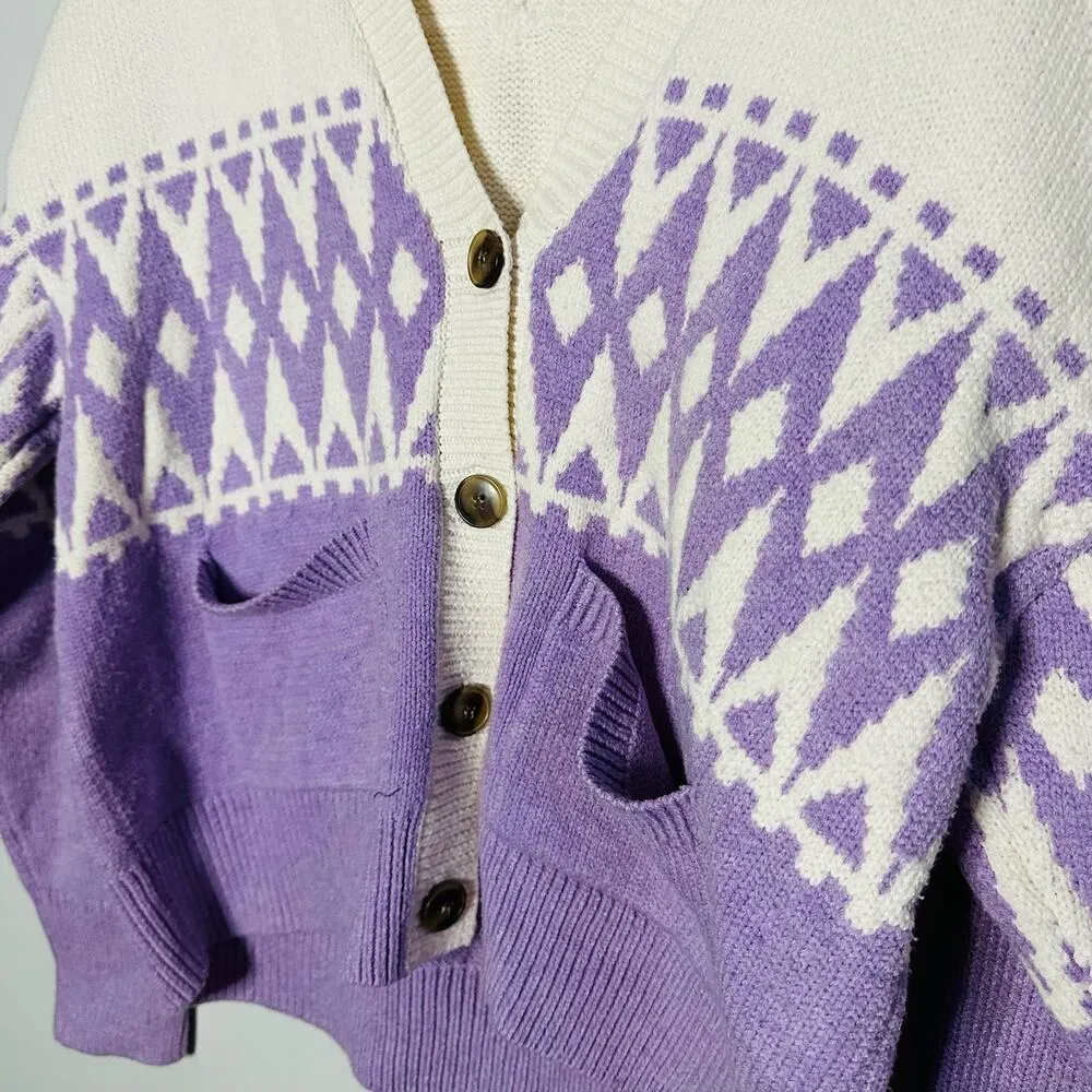 Derek Lam 10 Crosby Fair Isle Wool-Blend Cardigan Size Medium - Image 7