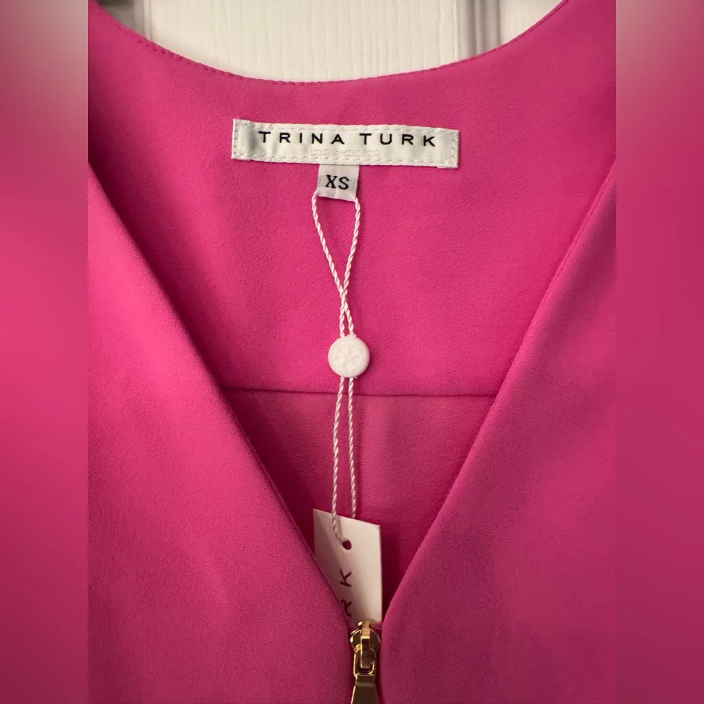 Trina Turk Banning Zip Up Top Snapdragon Somen’s Pink Sleeveless Top Size XS - Image 12