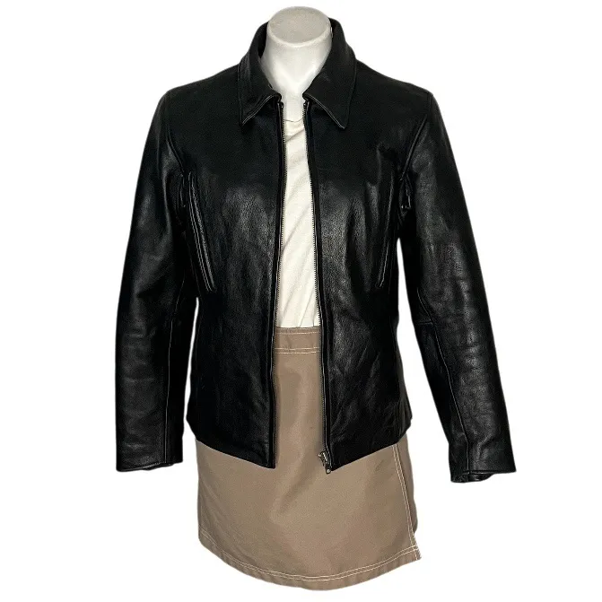 FIRST LEATHER APPAREL Black Leather Motorcycle Jacket Zip Liner Womens Medium - Image 3