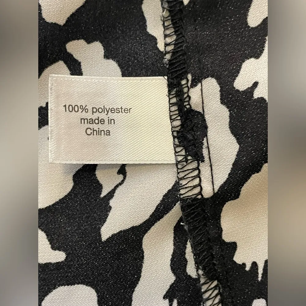 Lane Bryant 22/24 Split Back Blouse Black White Leopard Print Roll Tab Sleeve - Image 11