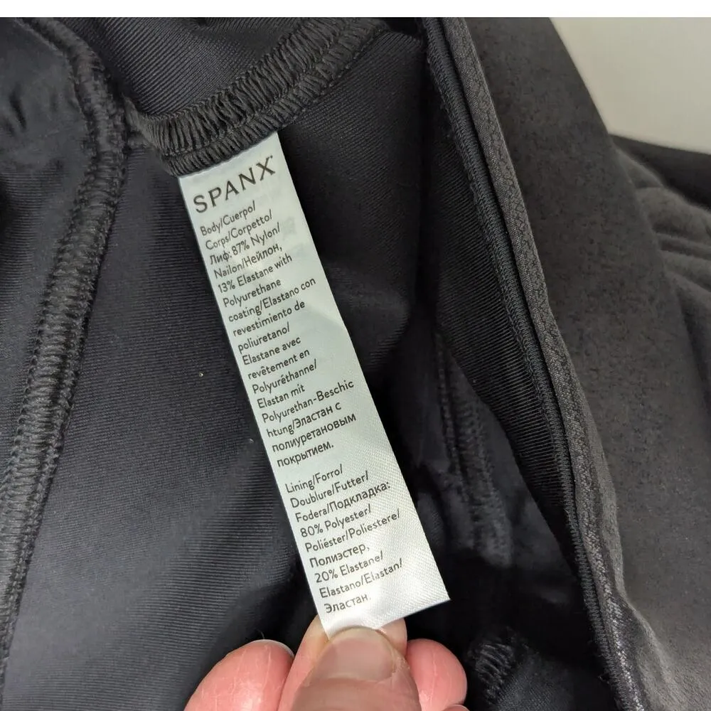 Spanx Quilted Faux Leather Leggings Black Womens Medium Moto Biker Bikercore - Image 4