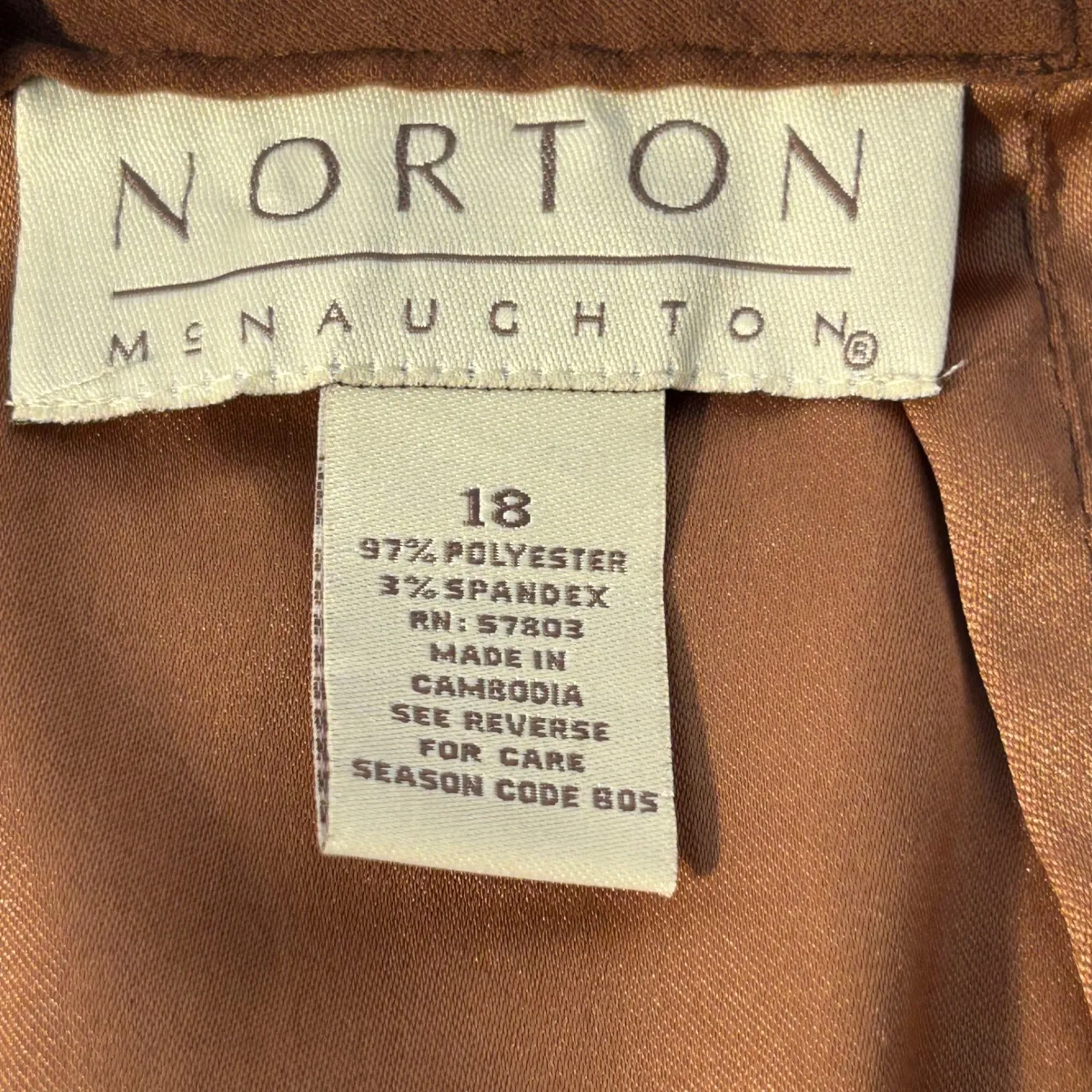 Norton MCNaughton Womens Brown Faux Suede A Line Midi Skirt Size 18 Back Slit - Image 3