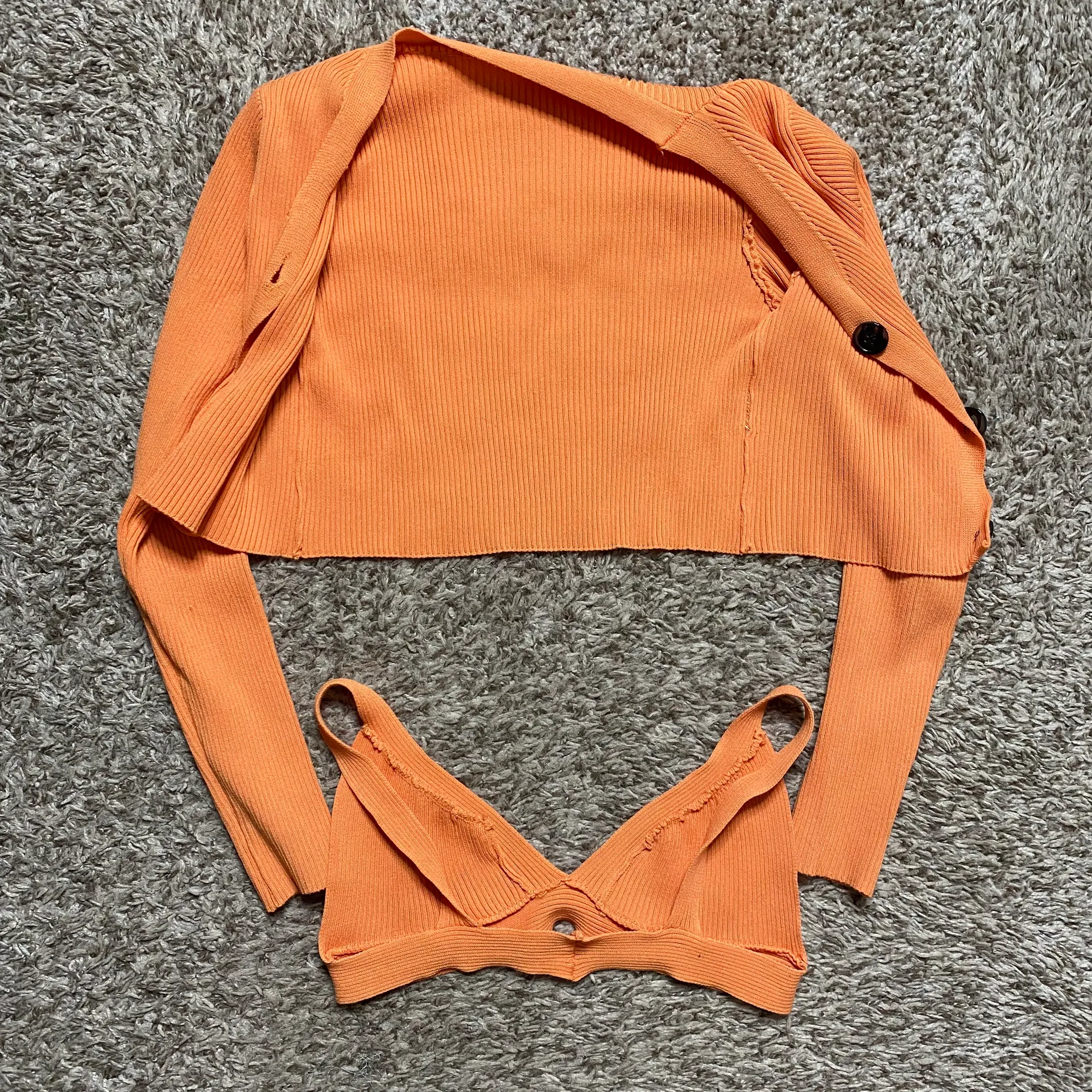 2 Piece Cropped Cardigan Set Orange - Image 2