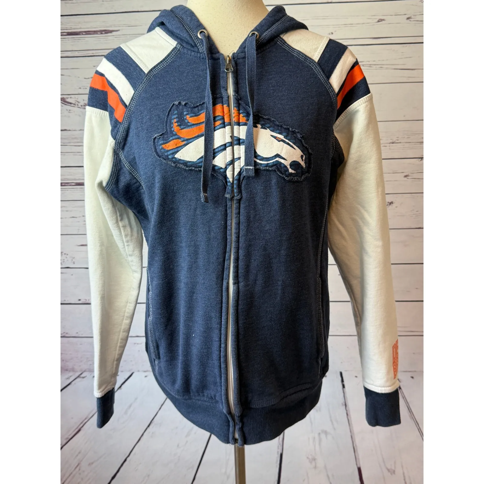 Denver Broncos Hoodie Sweatshirt Jacket Large Fan Fashion Majestic NFL Full Zip - Image 9
