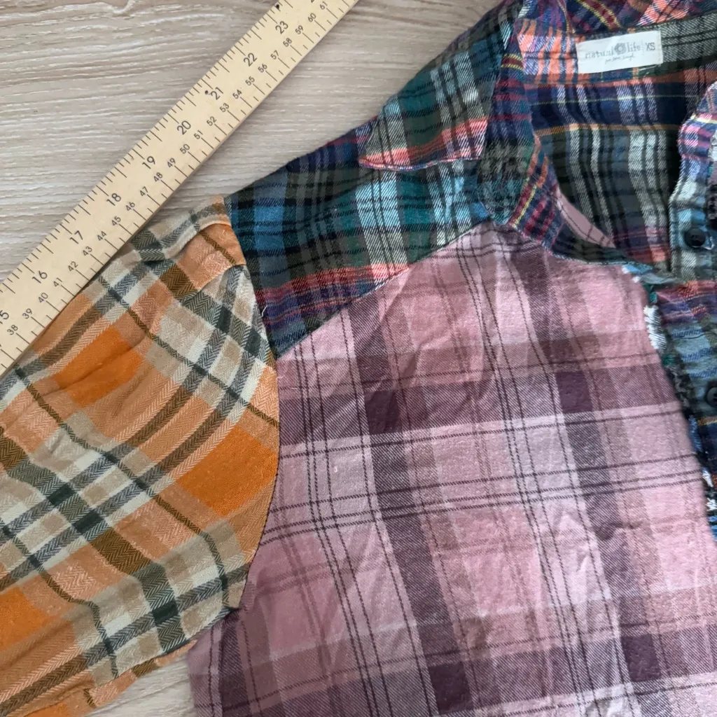 Natural Life XS Plaid Flannel Shirt Long Sleeve Colorful Fall Country Relaxed - Image 8