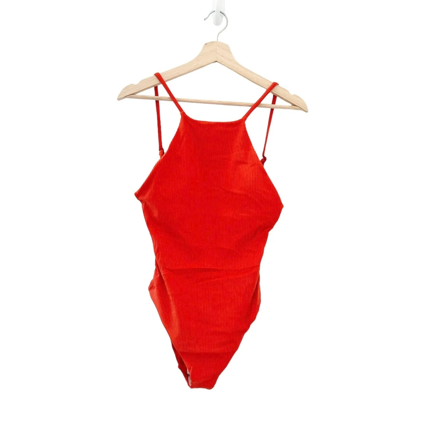 Andie Swim The Asbury Ribbed One Piece Swimsuit in Siren Orange S NWT - Image 3