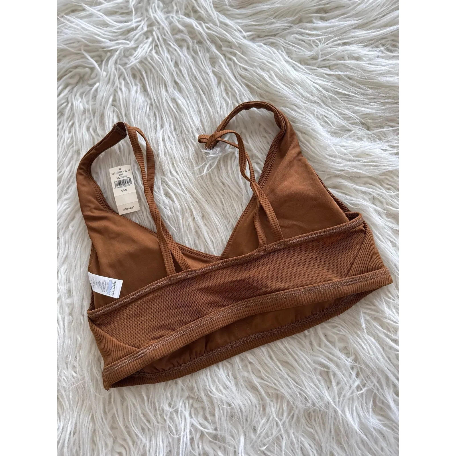 OFFLINE By Aerie Ribbed Plunge Sports Bra Brown Size Medium - Image 5