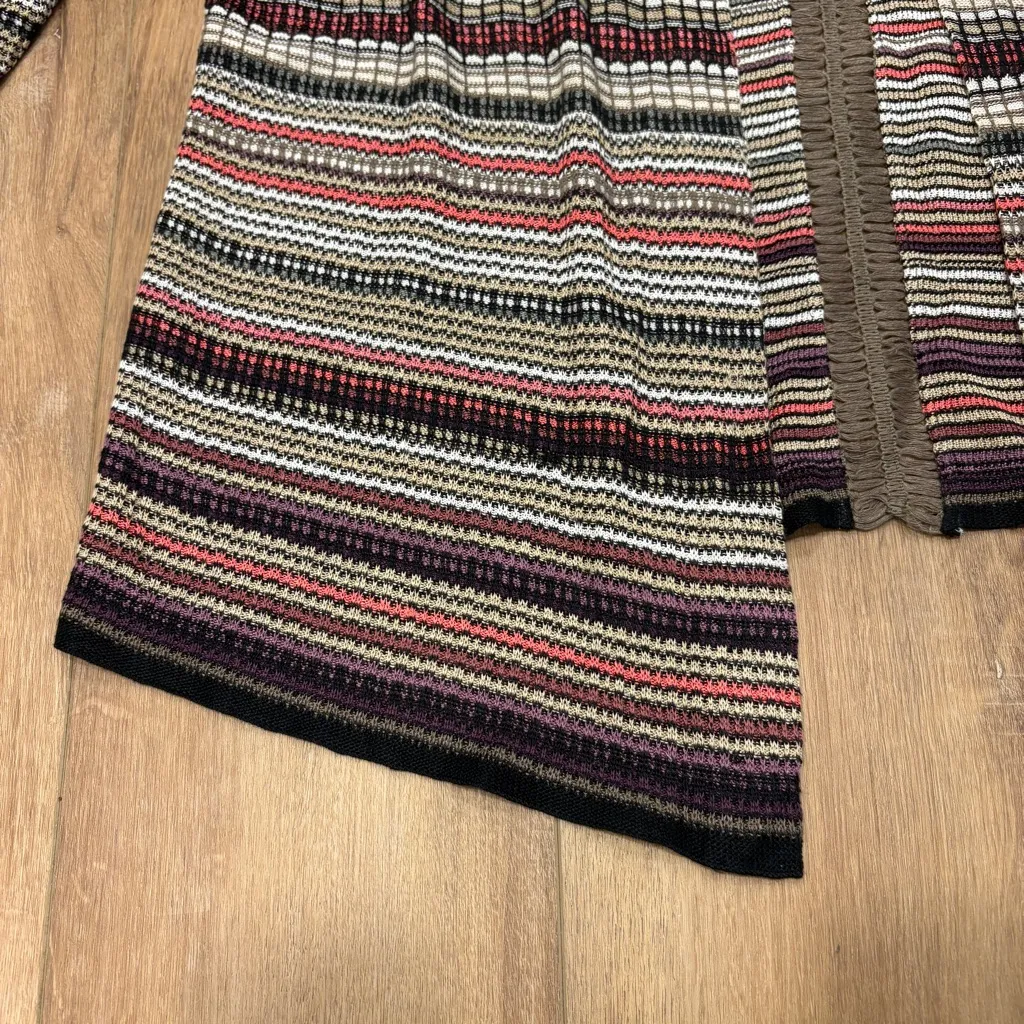 🌟NIC + ZOE🌟 STRIPED LINEN BLEND OPEN FRONT CARIDGAN CORAL BLACK SZ XL - Image 5