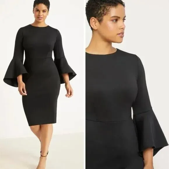 NEW Eloquii Flare Sleeve Scuba Dress, women plus size 24‎ - Image 3