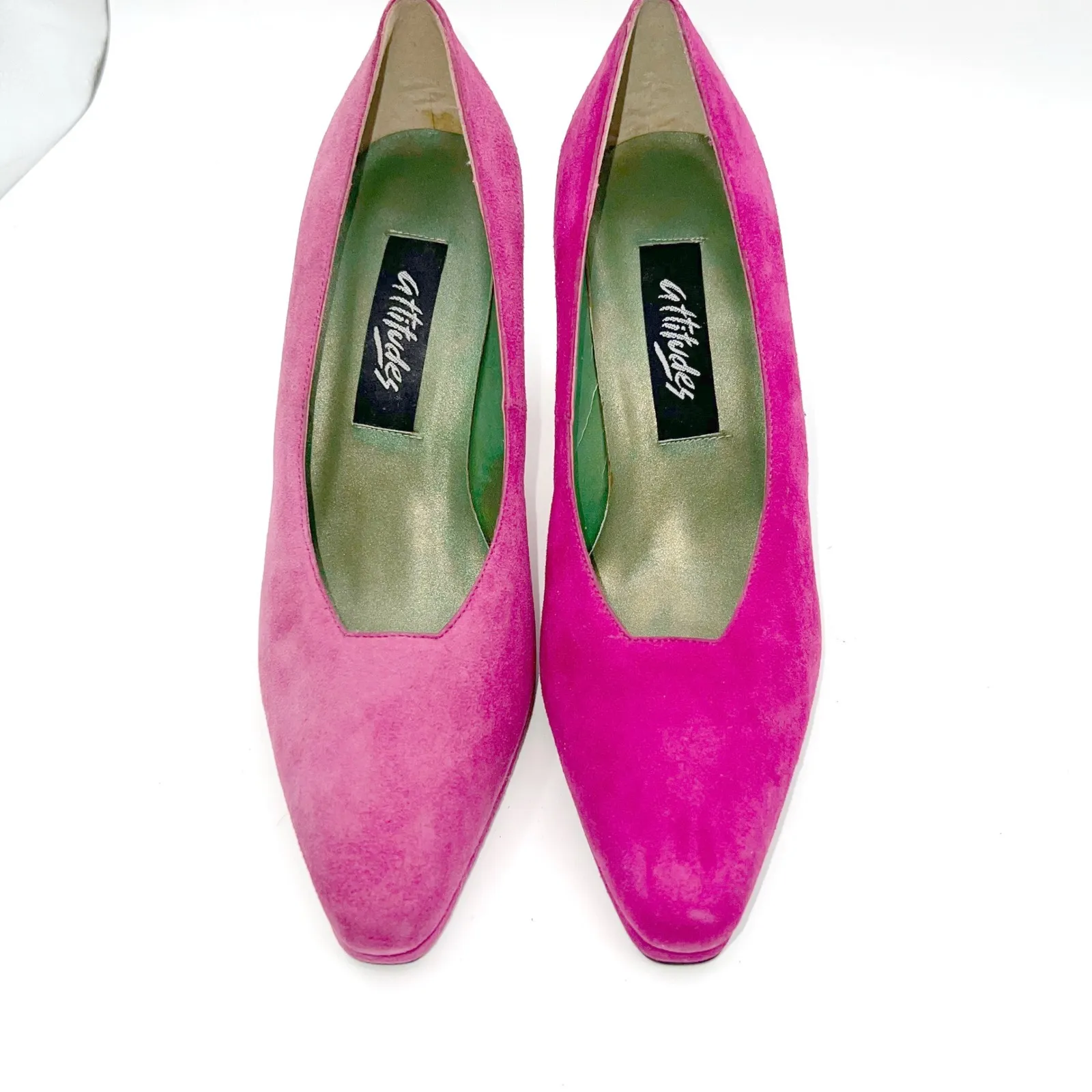 Attitudes Womens Pink Suede Pointed Toe Block Heel Pumps Shoes Size 6 M Festival - Image 5