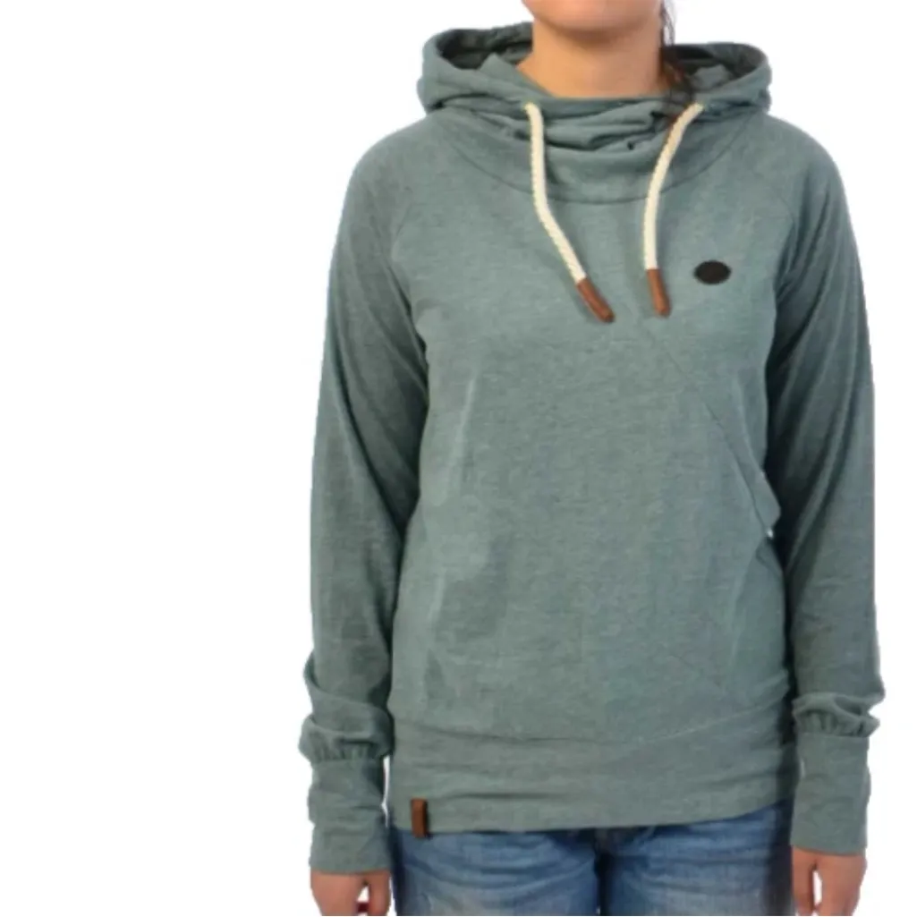 Naketano Hoodie Cowl Neck Sweatshirt Mandy XI Stormy Sea Melang - Image 2