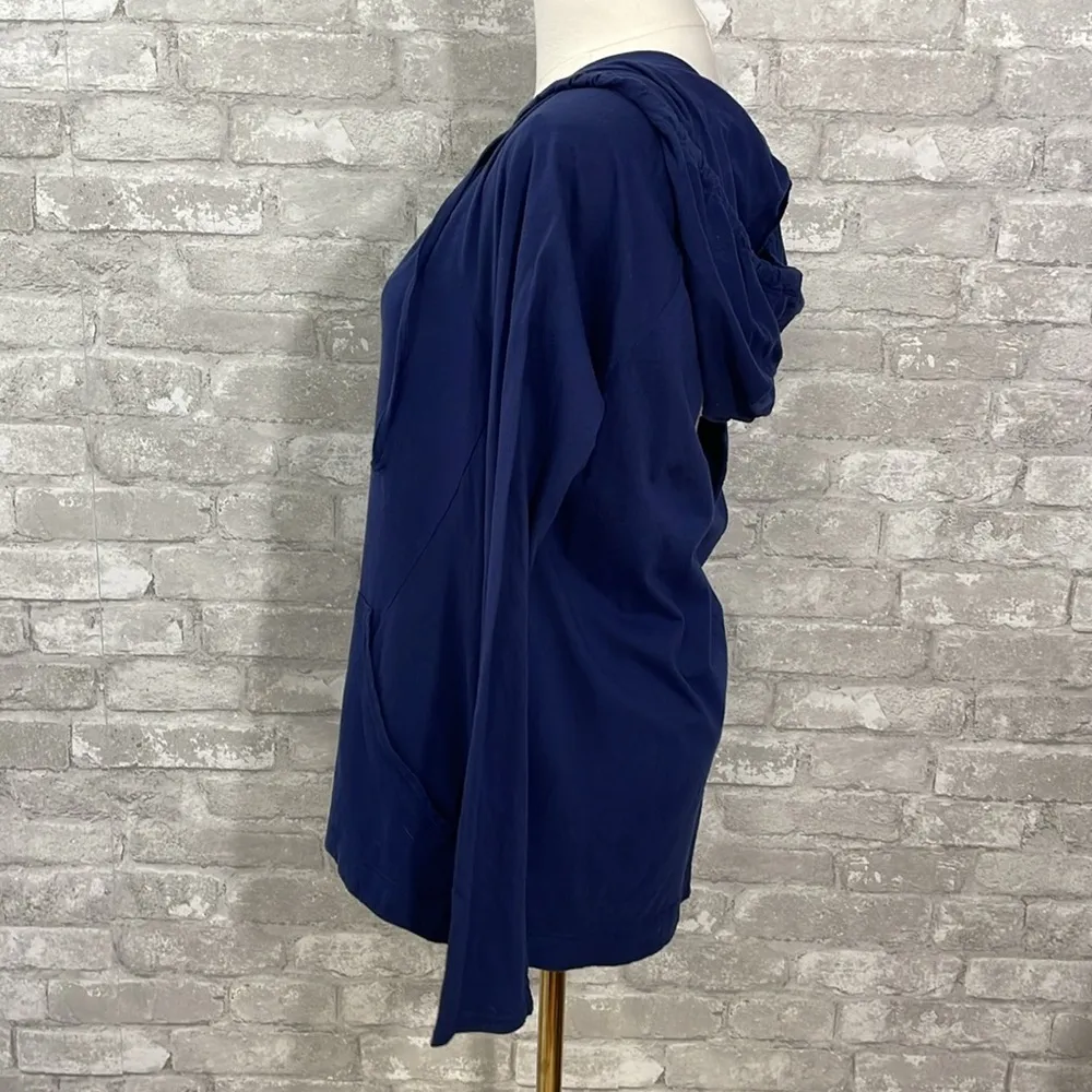 LAmade Blue Long Sleeve Hoodie Top with Open Back - Image 3