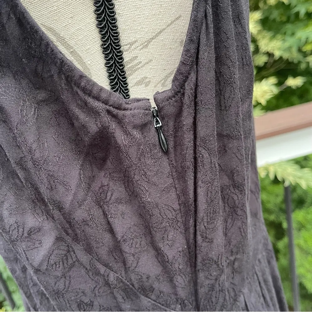 LOFT maxi tiered tank dress black crochet details Sz 12P - Image 7