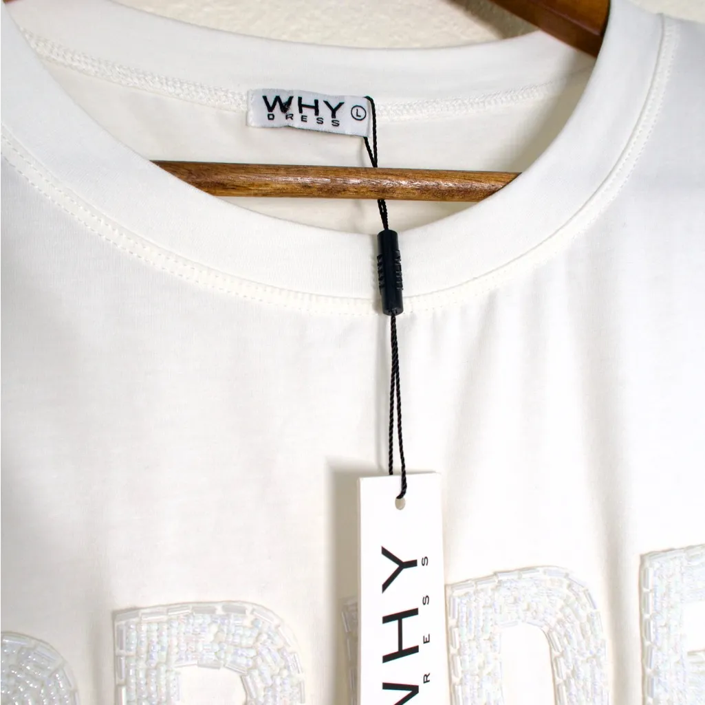 WHY White Bride Midi Dress Size L - Image 4