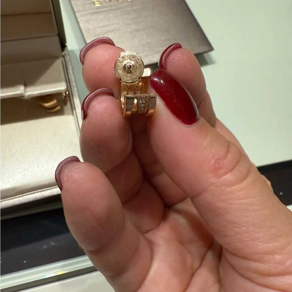 Bulgari Rose Gold diamond Double Hoop Earrings - Image 5