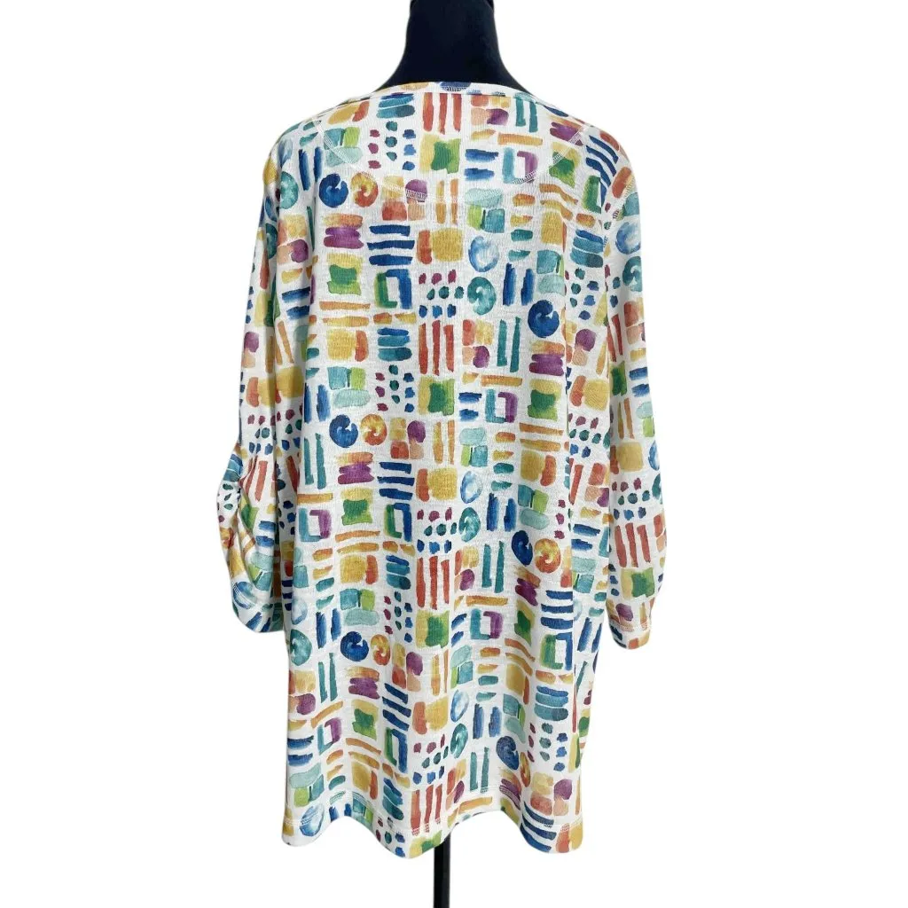 Ali Miles Size 1X Top Blouse Colorful Abstract Art to Wear - Image 6