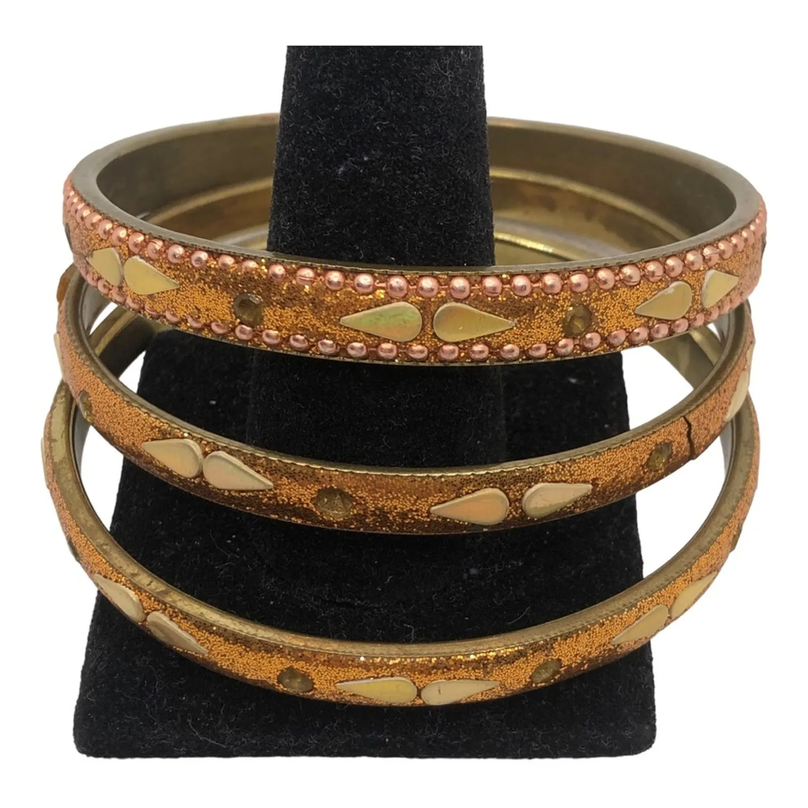 Three Bronze Bohemian Trendy Intricate Decorative Patterns Style Bracelets Brown - Image 2