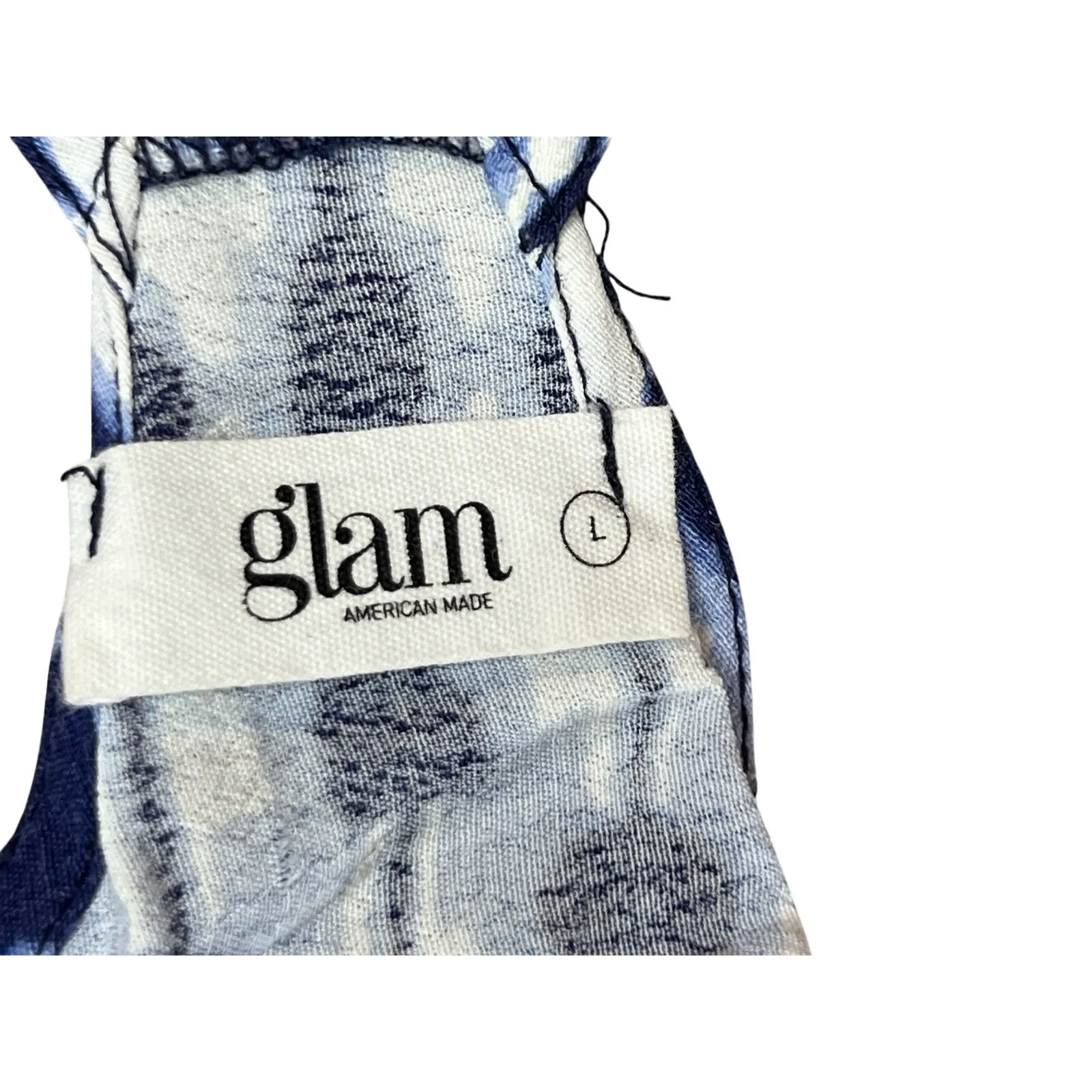 Glam Racerback Ikat Swim Coverup Dress LARGE‎ Blue White Coastal Bohemian - Image 5