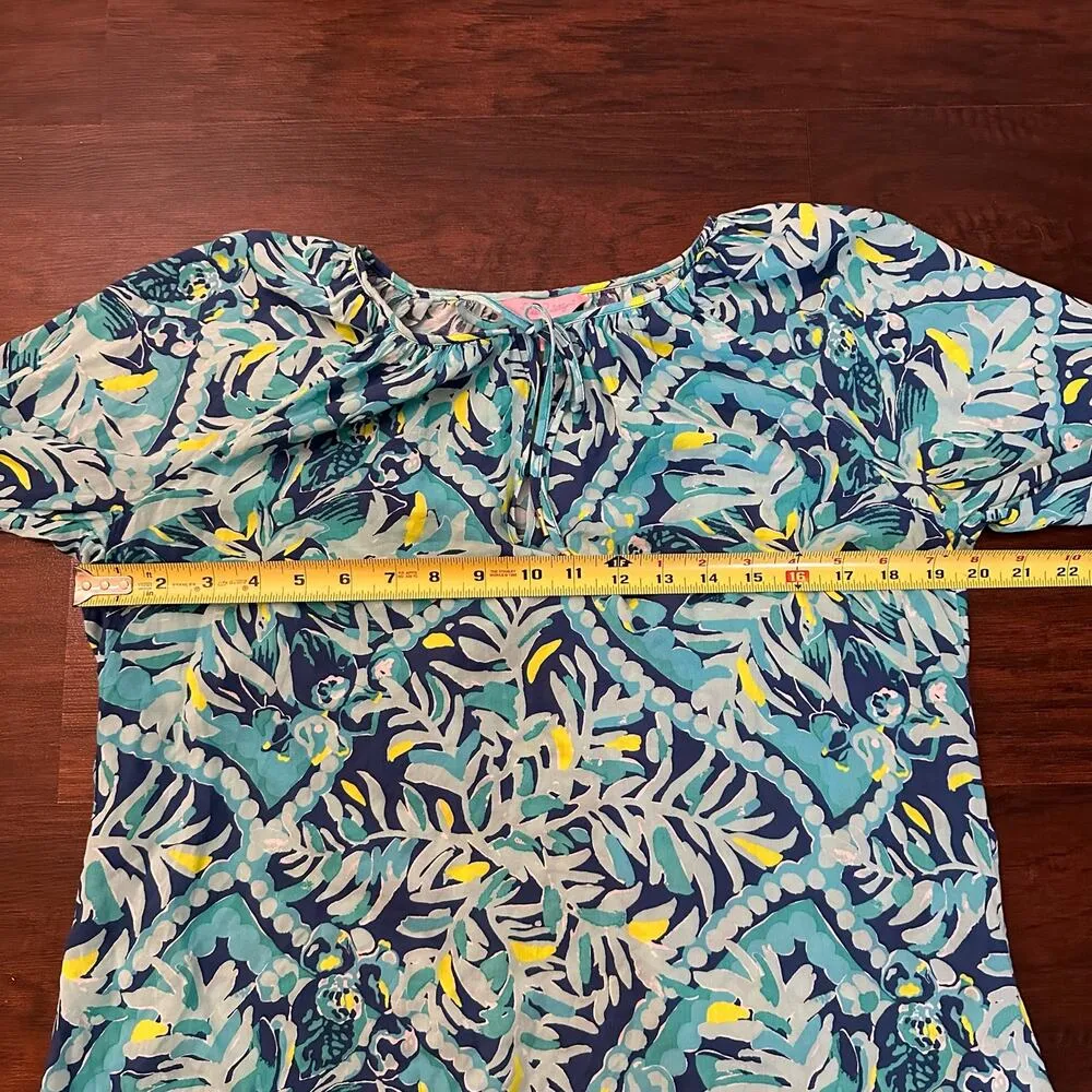 Lilly Pulitzer blue floral long sleeve top size S - Image 10
