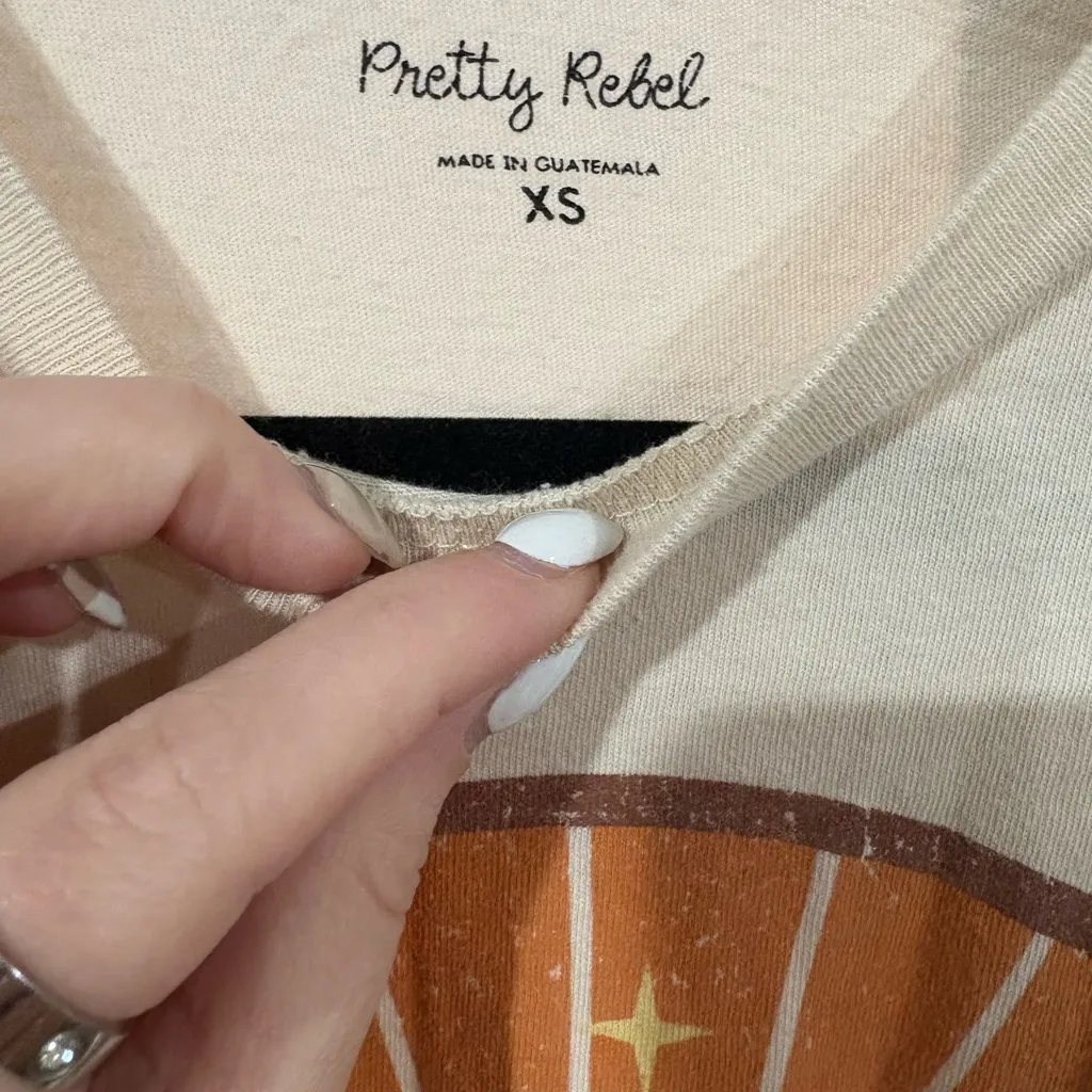 Pretty Rebel Cream Western Skeleton Graphic T Shirt- Size X Small - Image 4