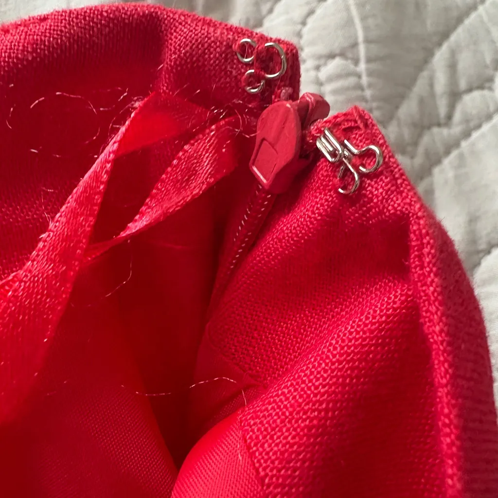 J.G. Hook Vintage A Line 100% Linen Midi Skirt Lined Side Zip Red Size 10P - Image 9