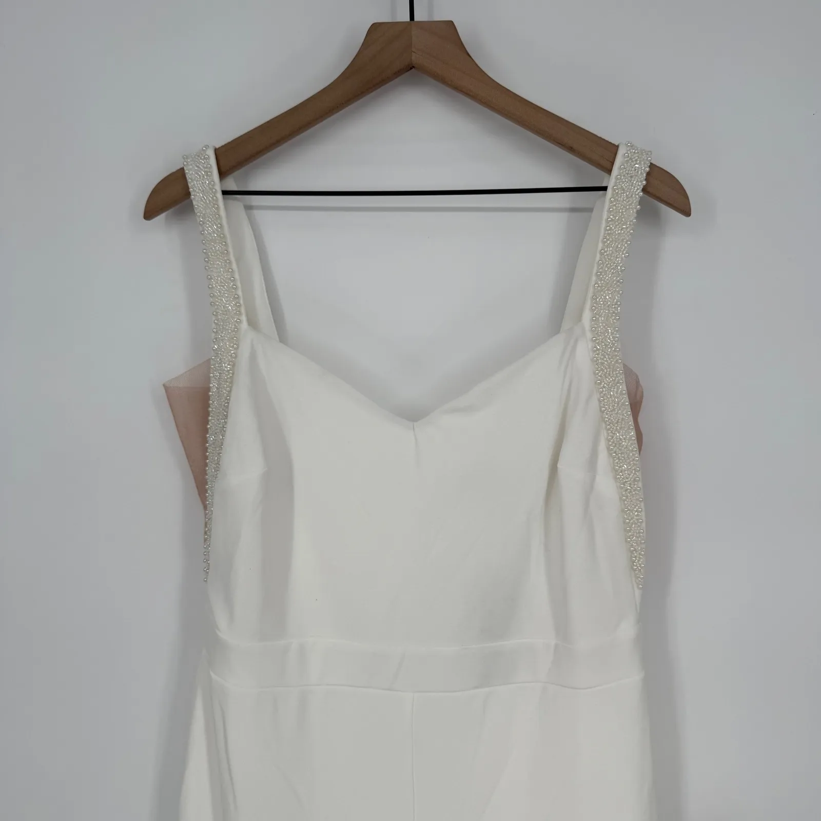 Lulus Love Aglow White Pearl Beaded Sleeveless Straight Leg Jumpsuit Size XL - Image 5