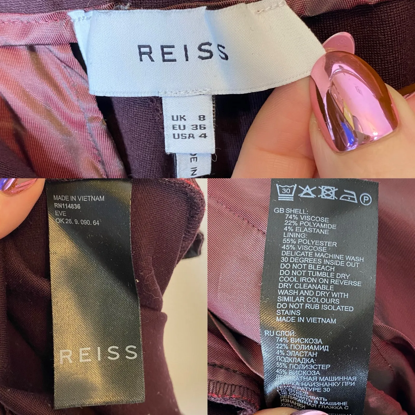 Reiss Eve Formal Jogger Pants Burgundy - Image 7