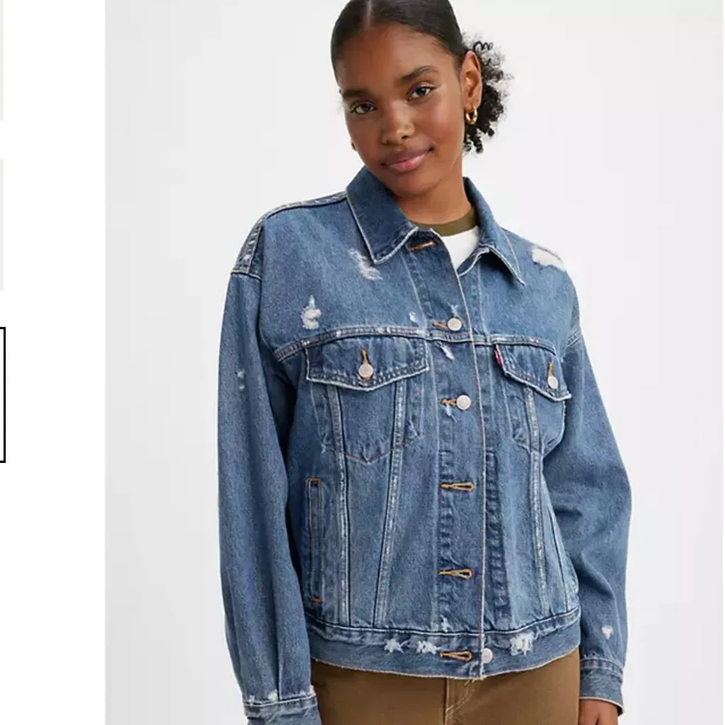 NWOT LEVI'S 90S TRUCKER JACKET Blue Distressed - Image 4