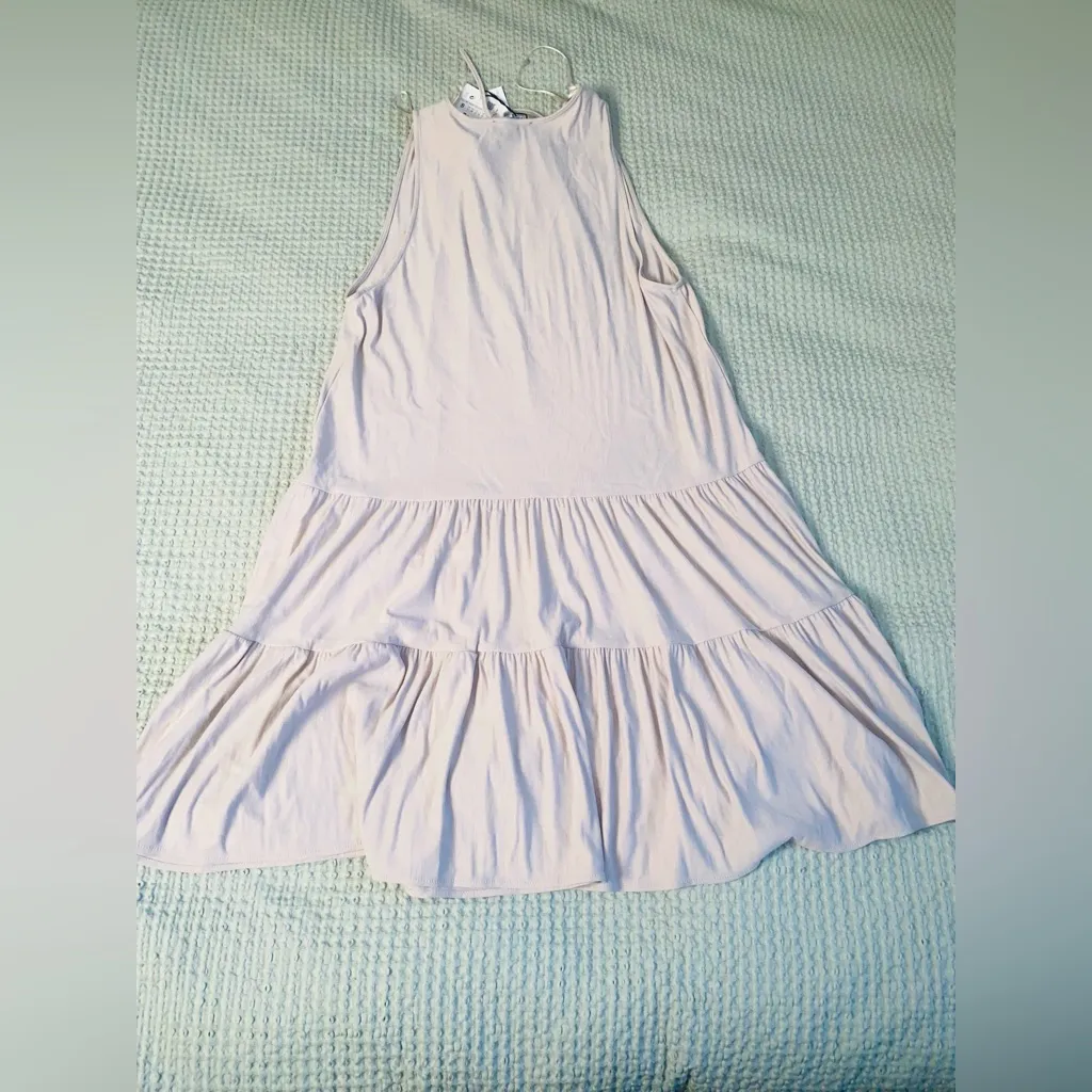 NWT Small Zara midi v-neck laces dress Sleeveless Cream Dress with Ruffle Hem - Image 5