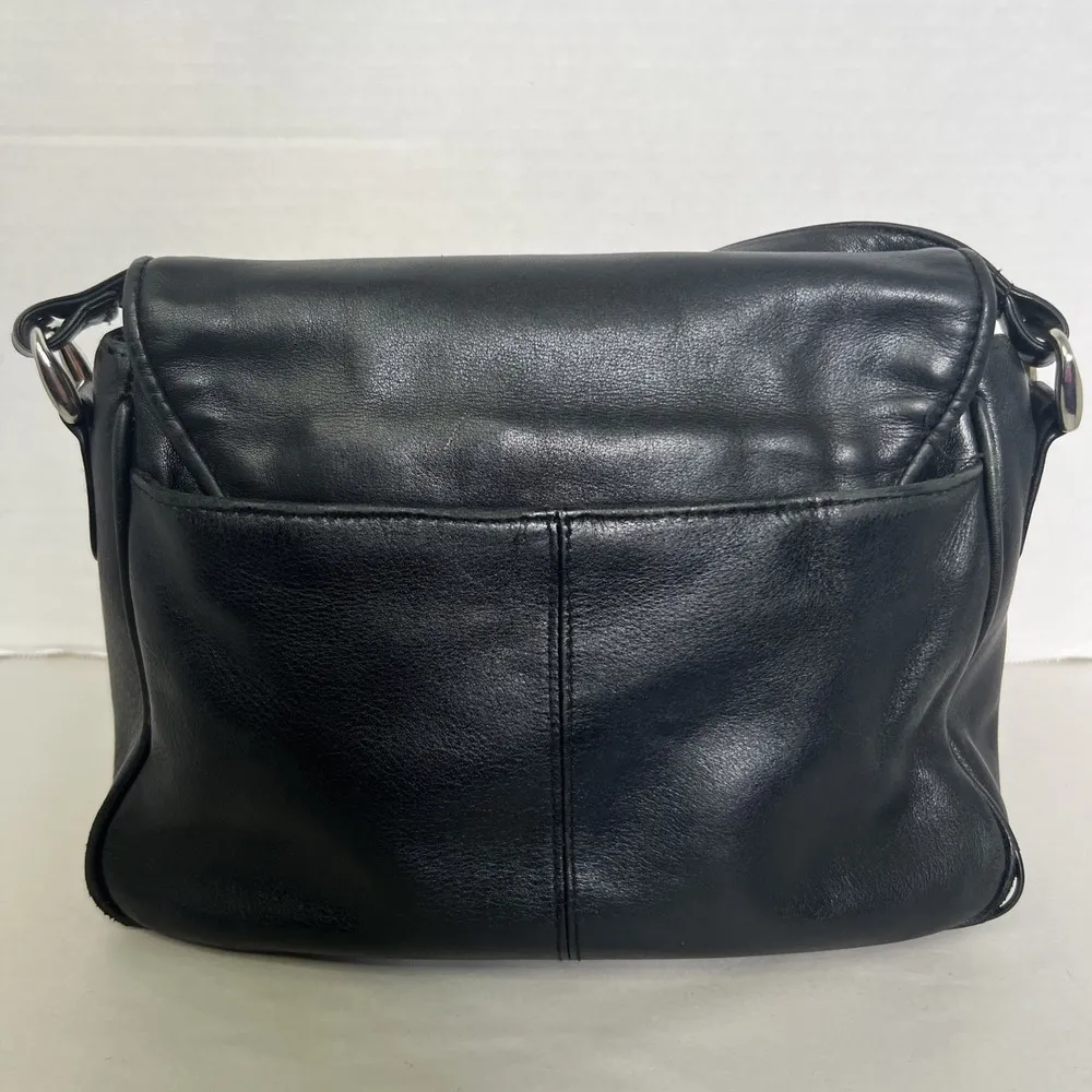 Vtg Etienne Aigner Women's Shoulder Bag Purse Black Genuine Leather Brass Logo - Image 4