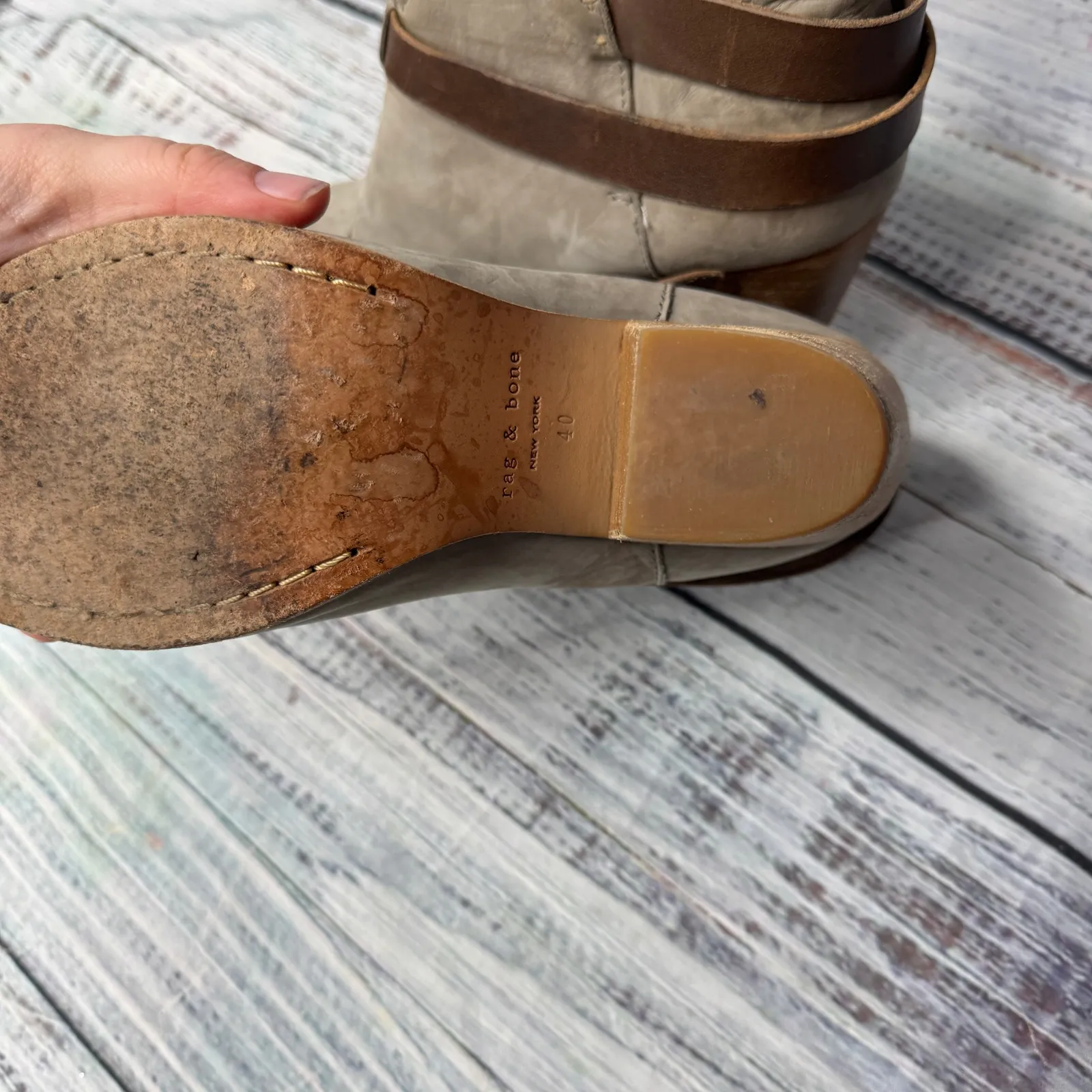 Rag & Bone Harrow Suede Booties Grey Ankle Heeled 10 - Image 5