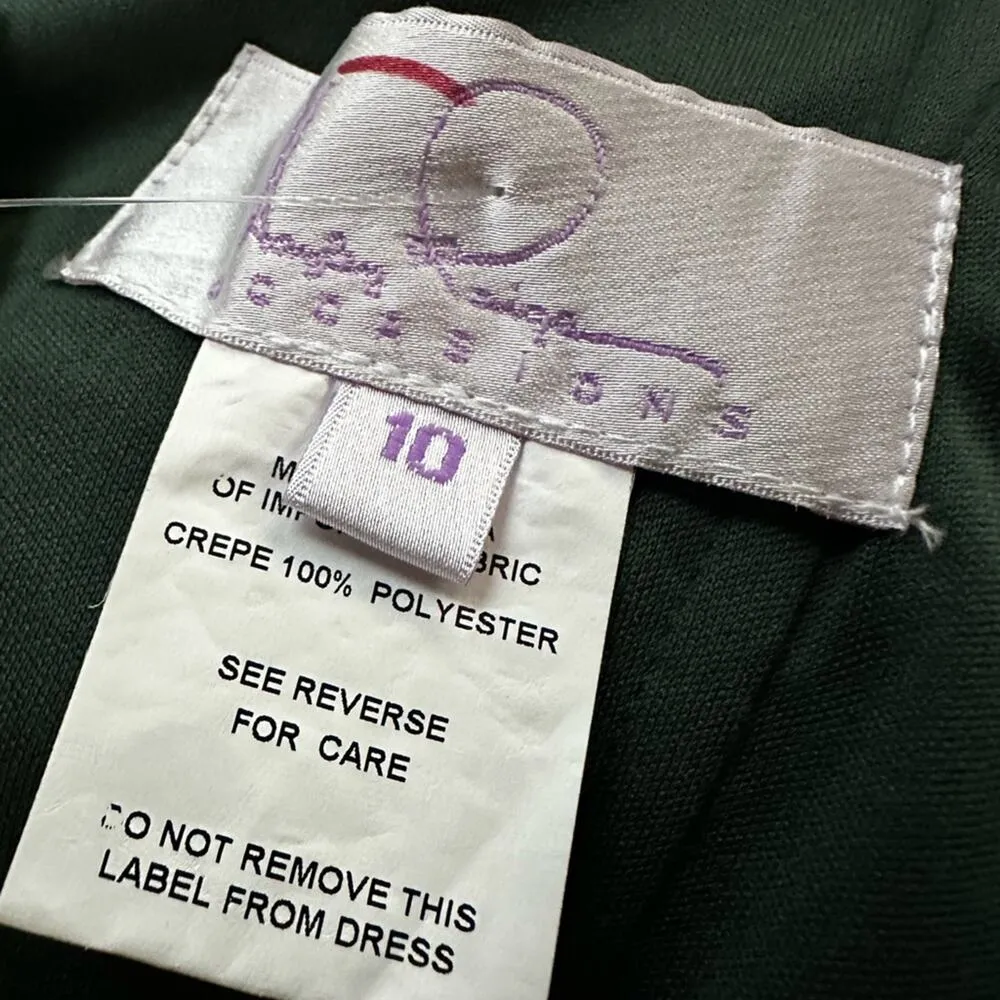 NEW Hayley Paige Formal Dress Crepe De Chine Pine Green 52211 Event Gala Wedding - Image 3