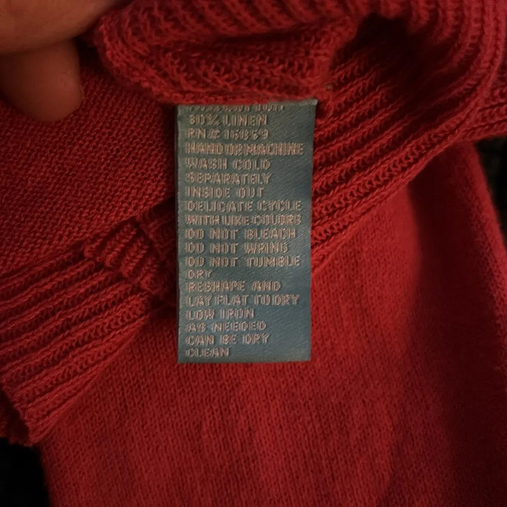 Linen Open Concept Ribbed Cardigan Sz S Shawl Collar Coral - Image 5