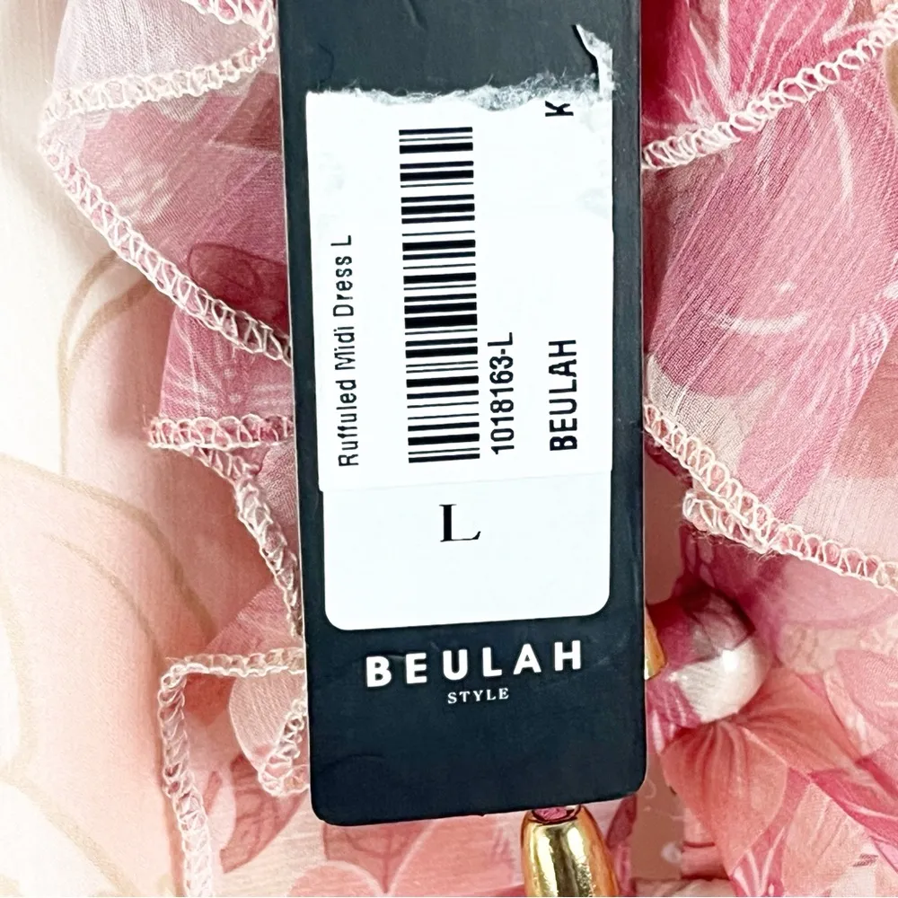 Beulah  Floral Ruffle Trim Lined Tiered Dress, Size Large - Image 6