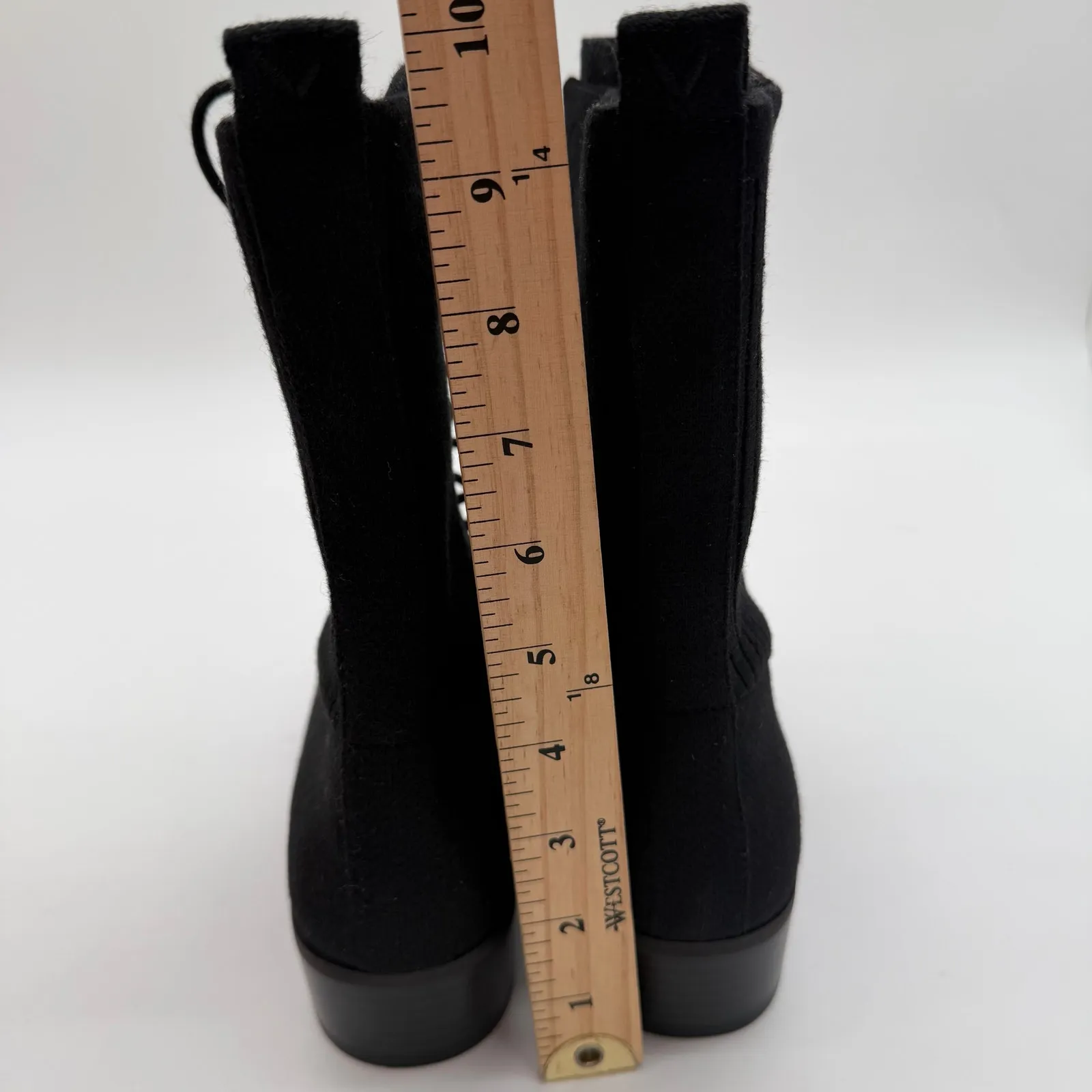 Vivaia Tammy Minimalist Combat Casual Knit Comfort Slim Lace Up Boots Black 7 - Image 7