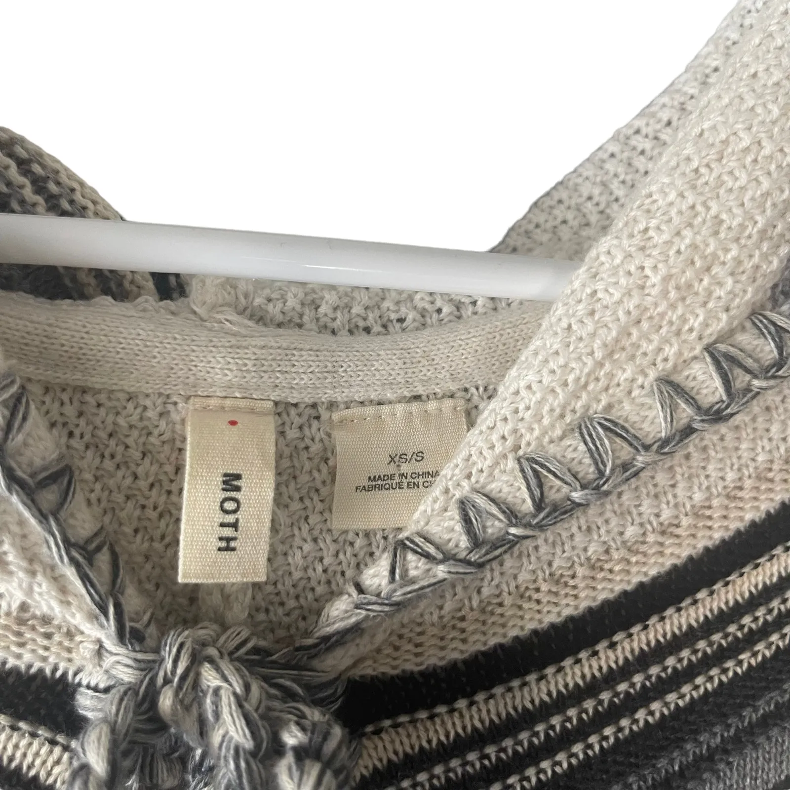 Anthropologie Moth Women's Size XS/S Striped Aztec‎ Fringe Poncho Sweater - Image 6