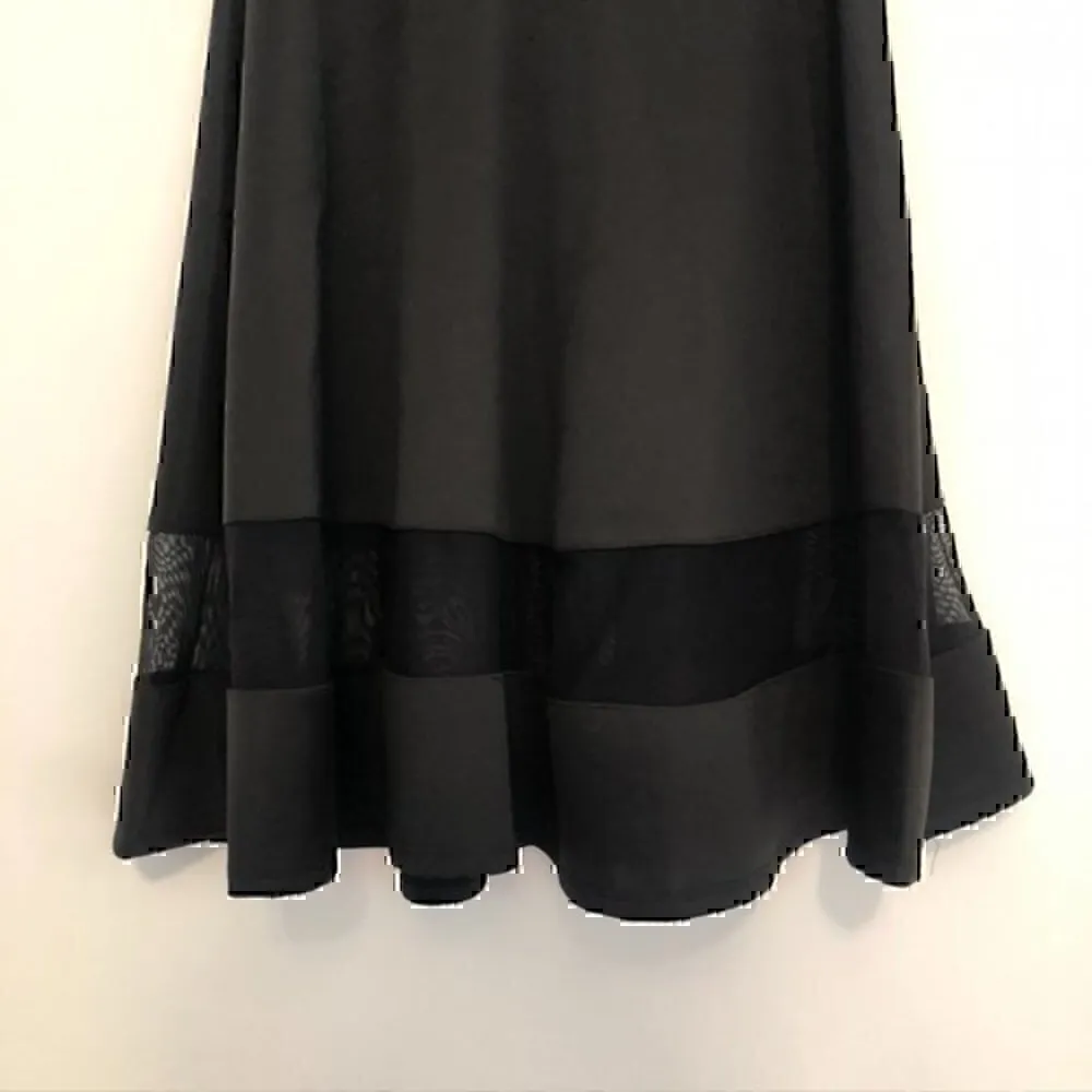 SILHOUETTE NYC Solid Black Pull On Mesh Stripe Midi A - Image 3