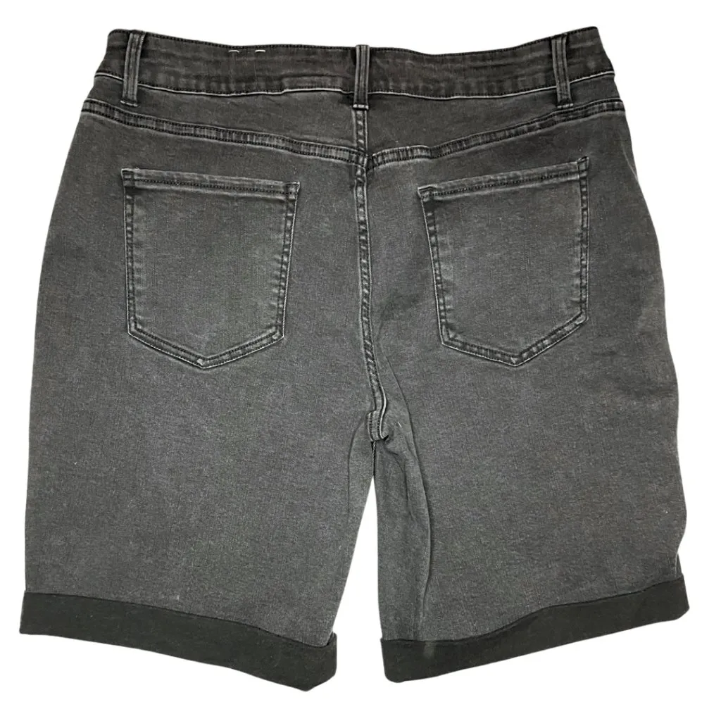 Time and Tru Mid Rise Black Cuffed Denim Bermuda Shorts Jorts Women's 16 NWT - Image 3