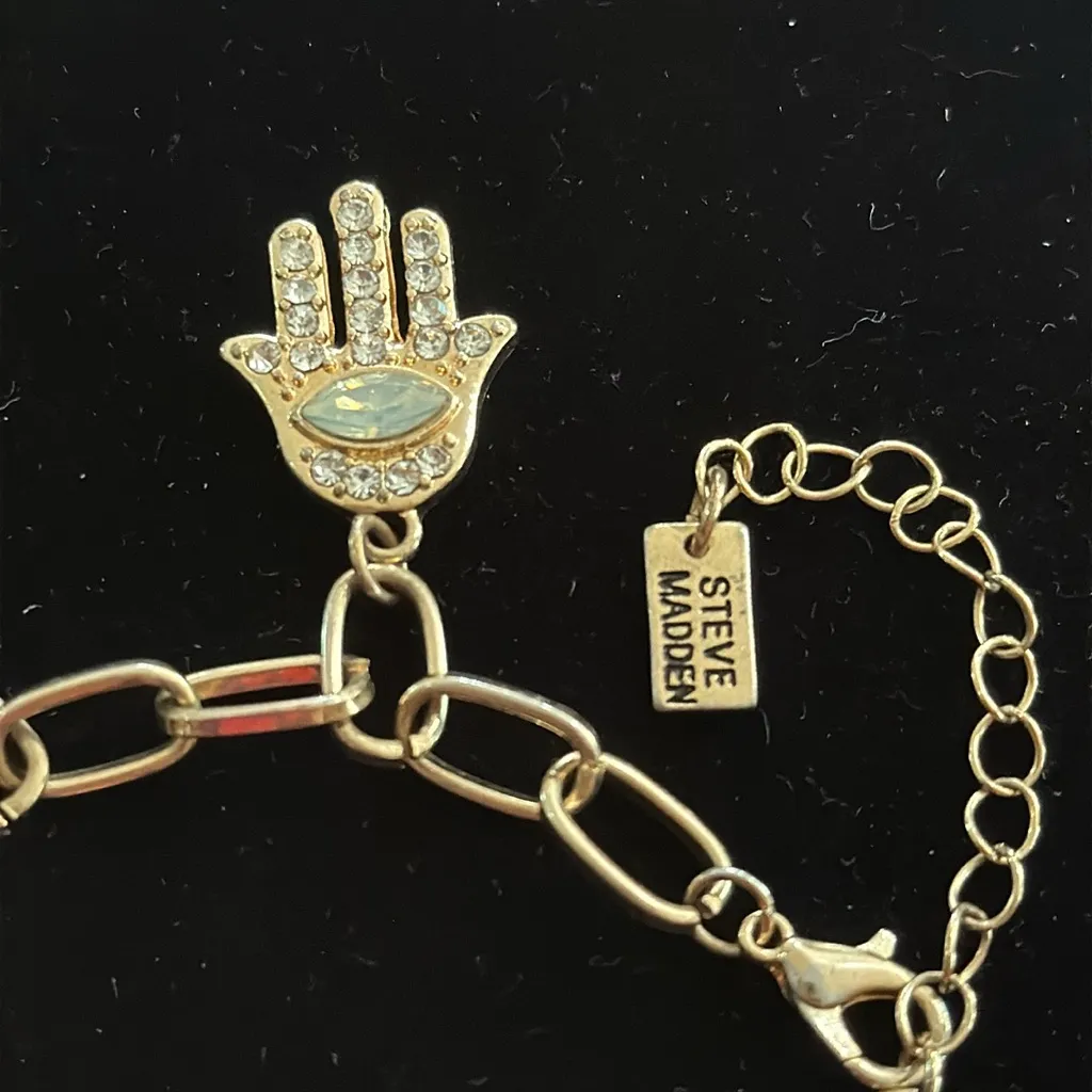 Steve Madden Gold Tone Charm Link Bracelet - Image 3