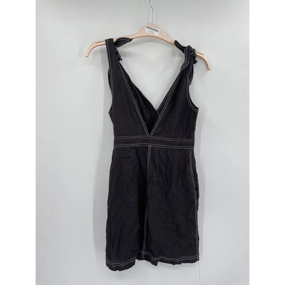 Free People London Town Overall Tie Shoulder Strap Button Front Black Dress NWT - Image 4